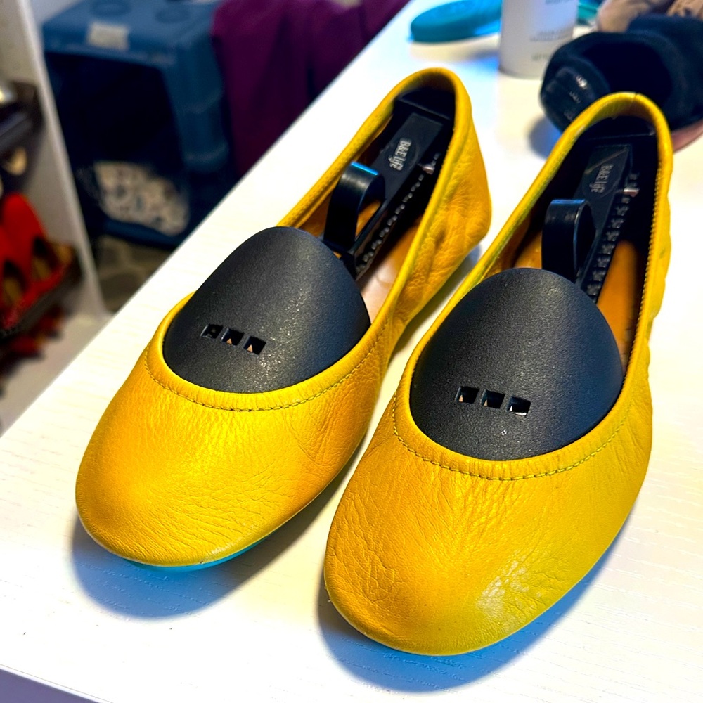 Tieks mustard yellow flats size 8